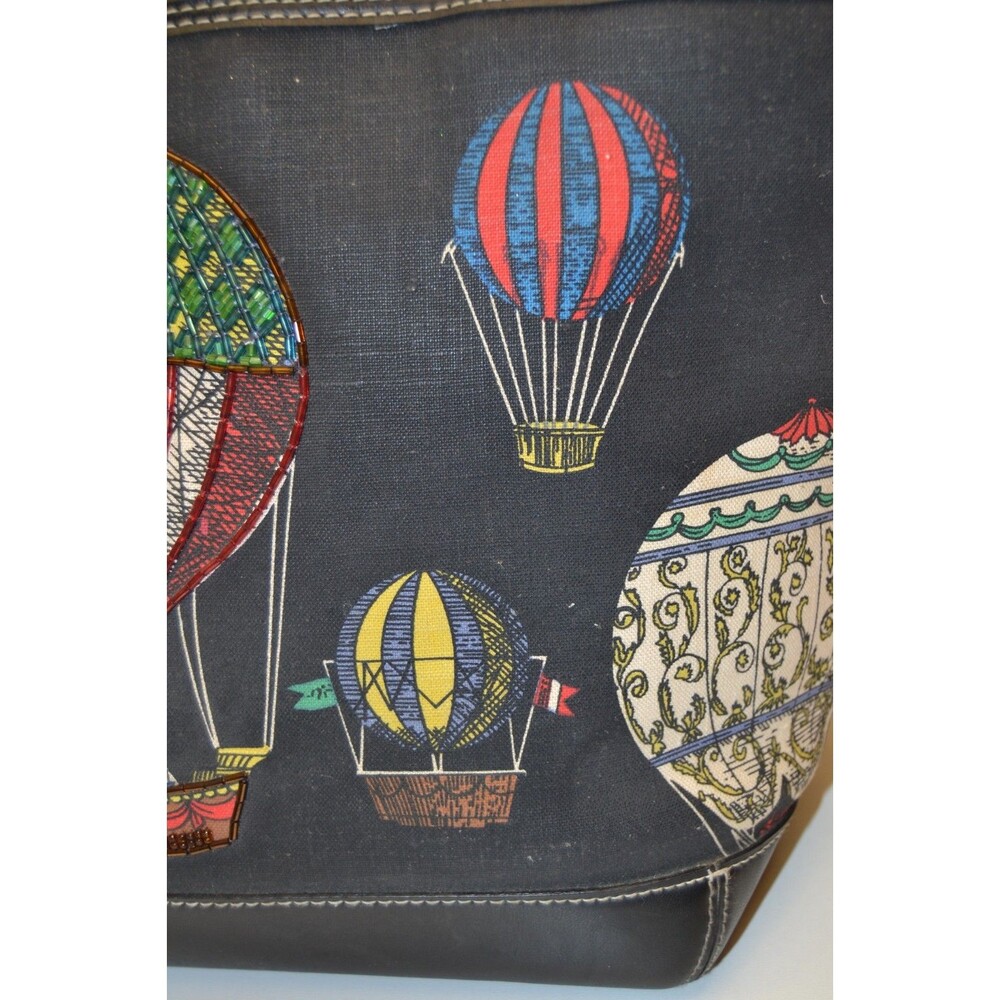 VTG 90's Liz Claiborne Beaded Small Tote Canvas Bag Purse Hot Air Balloons HTF - Picture 6 of 16